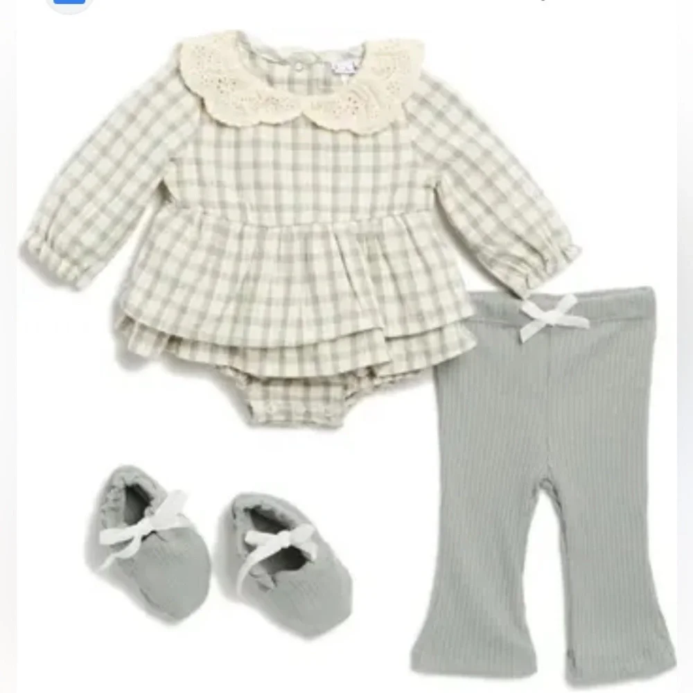Bubble Dress, Flare Pants & Booties Set